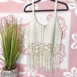 Forever 21 cream knitted crop top